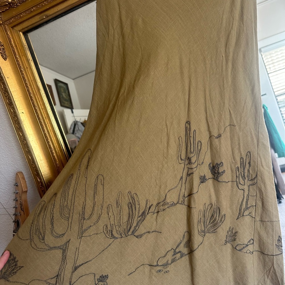 Western Embroidered Olive Green Skirt